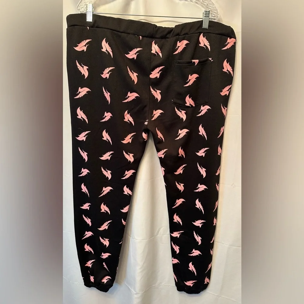 Illenium Sweatpants Joggers Size XL Black Pink Logos Drawstring Cotton 30 Inseam